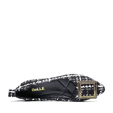 BELLE/百丽专柜同款黑色格子布女休闲鞋S3J1DAQ8
