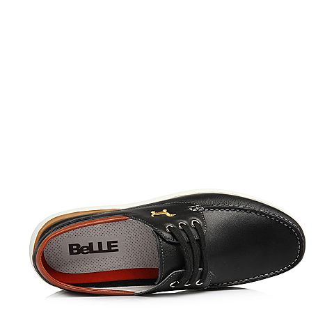 BELLE/百丽夏商场同款黑色牛皮革男休闲鞋5RK01BM8