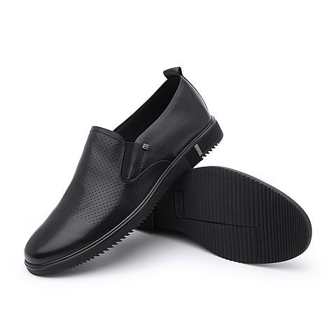 BELLE/百丽商场同款黑色牛皮男商务休闲鞋5RR02BM8