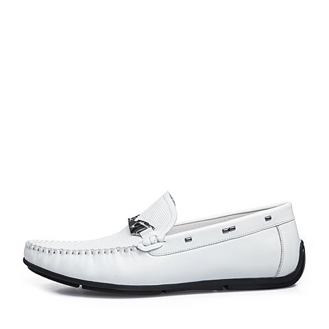 BELLE/百丽夏商场同款白色牛皮男休闲鞋5SD01BM8