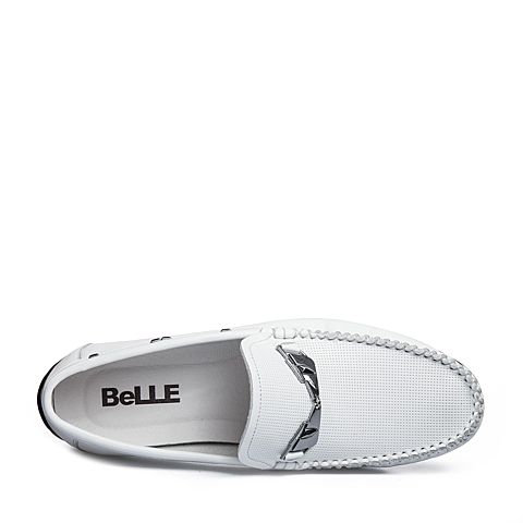 BELLE/百丽夏商场同款白色牛皮男休闲鞋5SD01BM8