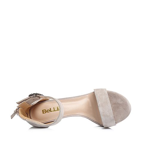 BELLE/百丽专柜同款灰色羊绒皮革女凉鞋BVI30BL8