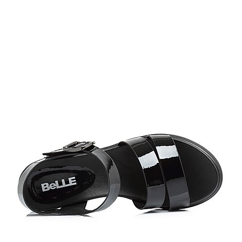 BELLE/百丽专柜同款黑色人造革女凉鞋S4L1DBL8