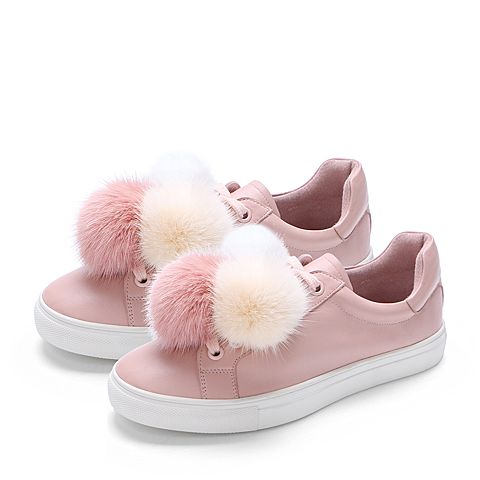 BELLE/百丽专柜同款粉色绵羊皮革女皮鞋BXGB3AM8