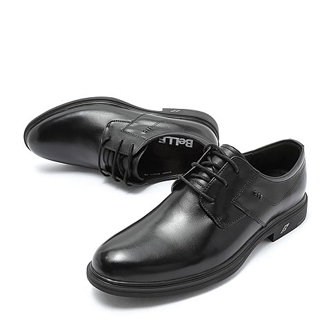BELLE/百丽商场同款黑色小牛皮革商务正装男皮鞋B3G07CM8