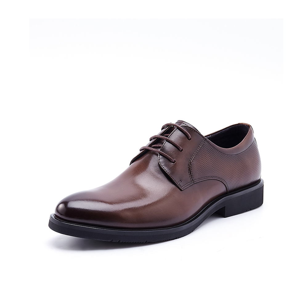 belle/百丽2018秋季新款棕色牛皮革商务正装男皮鞋86520cm8