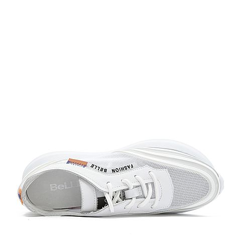 BELLE/百丽专柜同款白色网布/胶片/牛皮革运动风女休闲鞋S8B1DAM8
