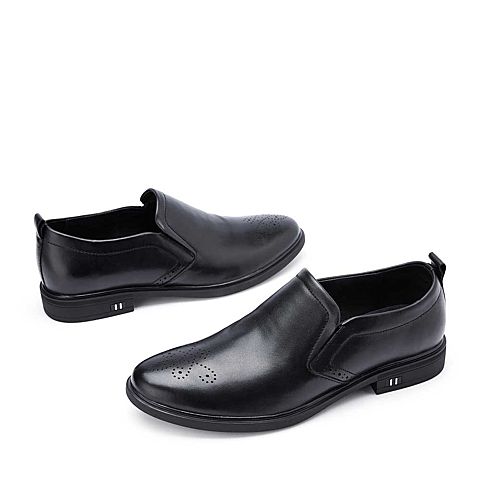 BELLE/百丽商场同款黑色牛皮革商务正装男皮鞋5UF02CM8