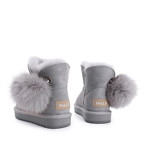 BELLE/百丽商场同款牛剖层革休闲雪地靴儿童皮靴（毛里）S8E2DDD8
