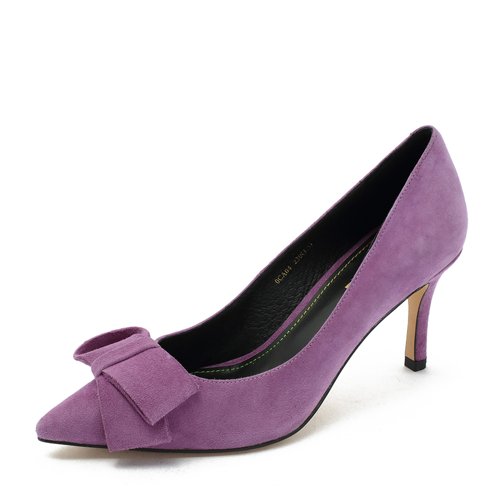 belle/百丽2018秋季新款羊绒皮革细高跟尖头ol通勤女单鞋0ca04cq8