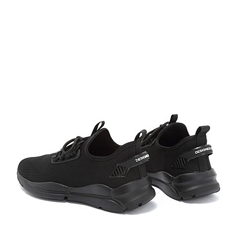 BELLE/百丽商场同款黑色纺织运动风系带男休闲鞋5VX01CM8