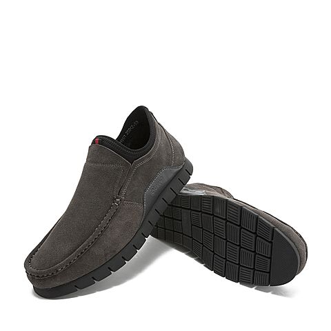 BELLE/百丽商场同款牛剖层革男休闲靴（绒里）5VE01DD8