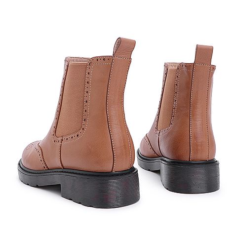 BELLE/百丽商场同款羊皮革切尔西靴女短靴S9T1DDD8
