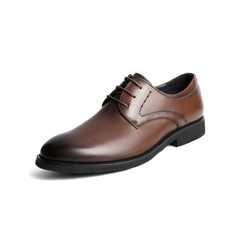 BELLE/百丽棕色牛皮革商务正装系带男皮鞋10822CM8