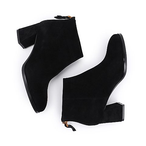 BELLE/百丽商场同款羊绒皮革女短靴（绒里）T3L1DDD8