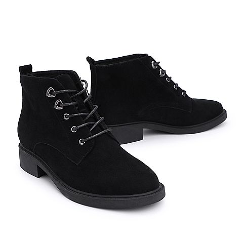 BELLE/百丽冬季专柜新款羊绒皮革马丁靴女皮靴T3H1DDD8