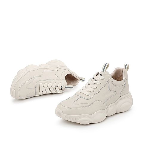 BELLE/百丽老爹鞋春商场同款牛皮革女休闲松糕旅游鞋T7M1DAM9