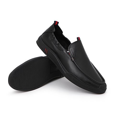BELLE/百丽夏商场同款牛皮革男平跟休闲皮鞋6AJ01BM9