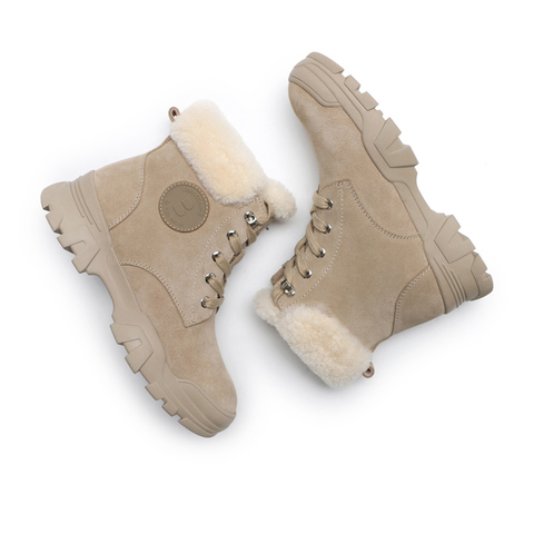 BELLE/百丽冬商场同款牛剖层皮革女雪地靴保暖靴(薄绒里)19920DD9