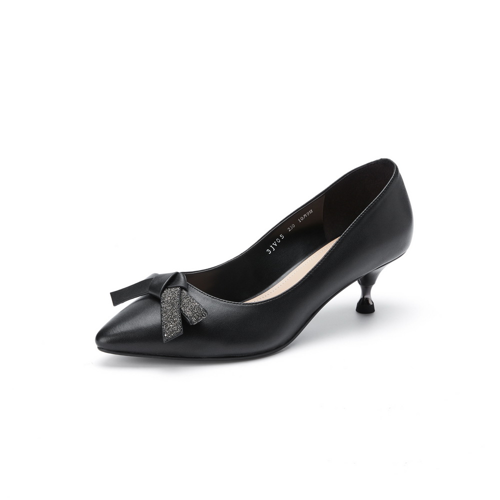 BELLE/百丽商场同款羊皮革女细高跟皮单鞋3JV05AQ0