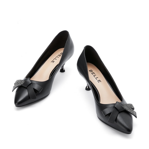 BELLE/百丽商场同款羊皮革女细高跟皮单鞋3JV05AQ0