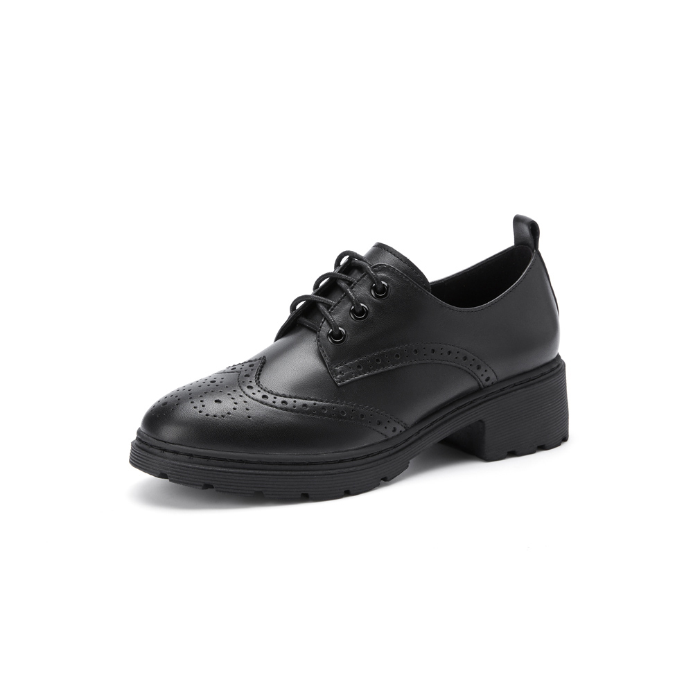 百丽布洛克皮鞋女春季新品商场同款英伦风单鞋3K521AM0