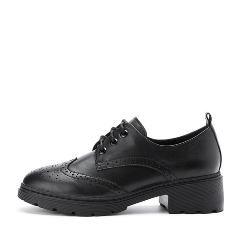 百丽布洛克皮鞋女春季新品商场同款英伦风单鞋3K521AM0