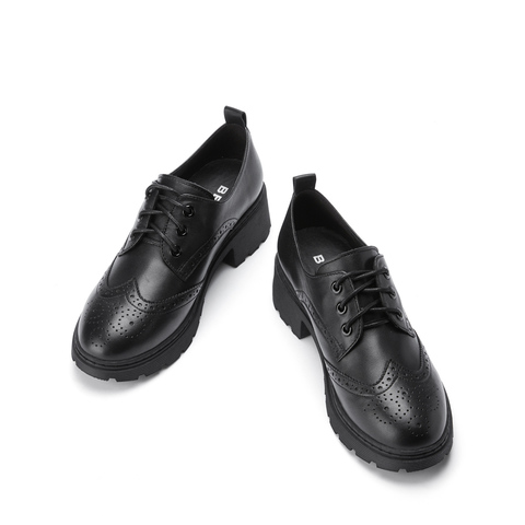 百丽布洛克皮鞋女春季新品商场同款英伦风单鞋3K521AM0