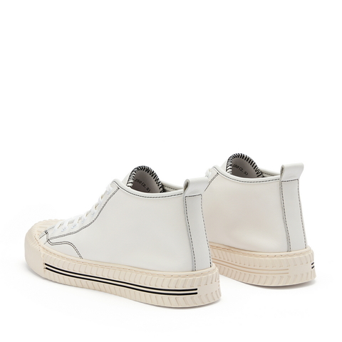 百丽帆布鞋男春新商场同款牛皮革高帮板鞋休闲靴6UM11AD0