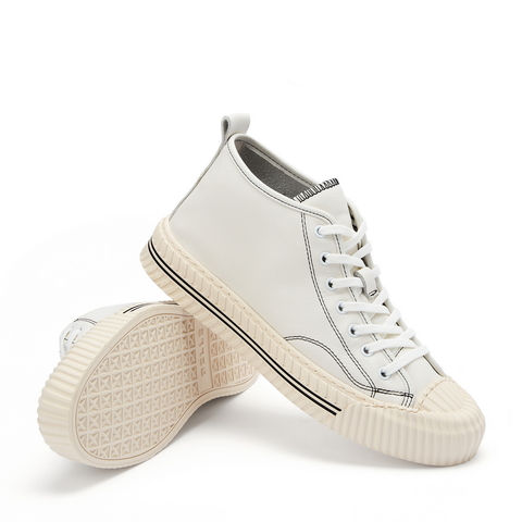 百丽帆布鞋男春新商场同款牛皮革高帮板鞋休闲靴6UM11AD0