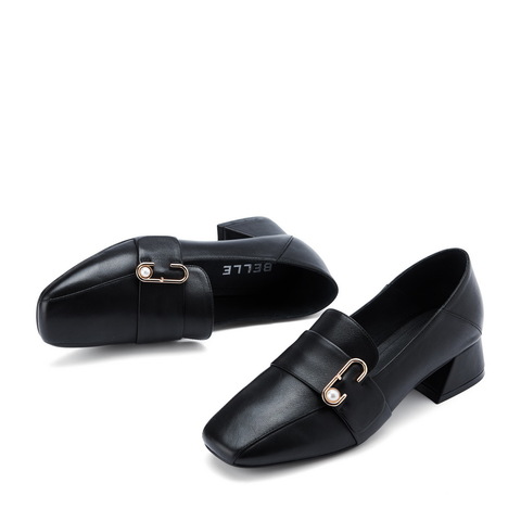 BELLE/百丽商场同款牛皮革女乐福皮鞋U8W1DAM0