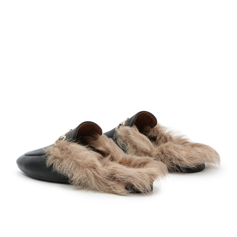 BELLE/百丽牛皮革女休闲鞋穆勒拖12981AH0