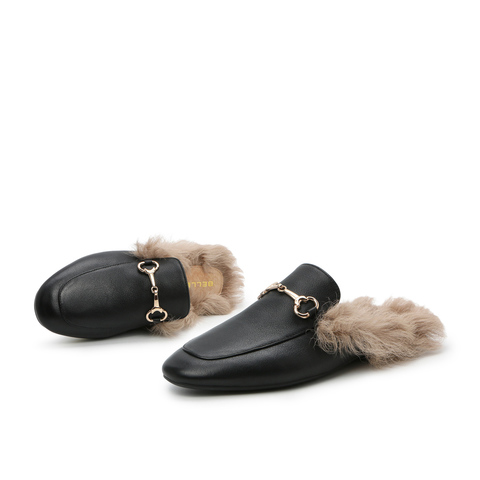 BELLE/百丽牛皮革女休闲鞋穆勒拖12981AH0