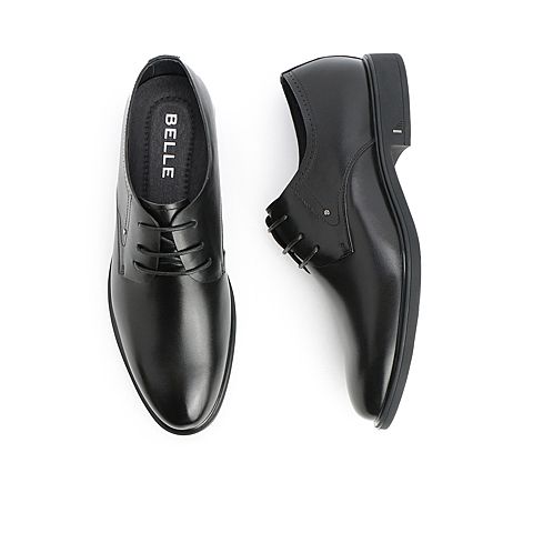 百丽商务休闲男鞋春季新款牛皮革婚鞋正装黑色皮鞋10503AM0