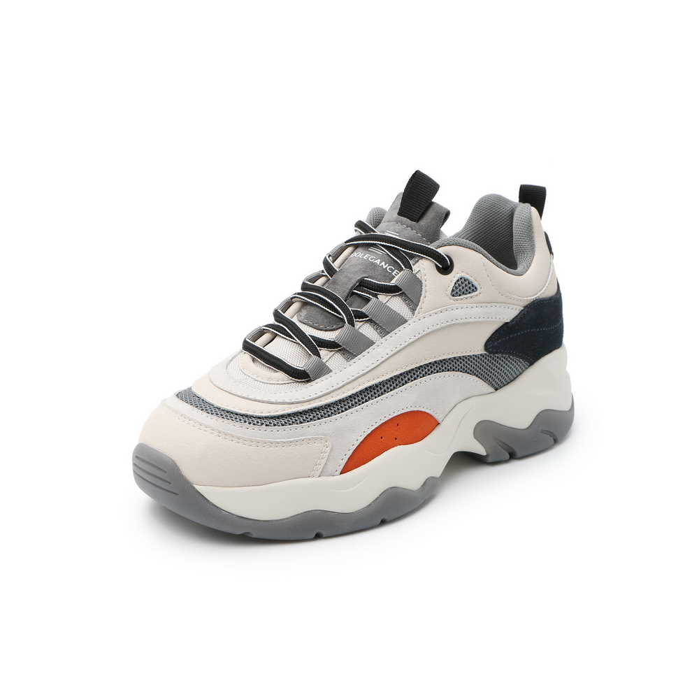 BELLE/百丽牛皮革拼接女厚底老爹鞋KH26DAM0