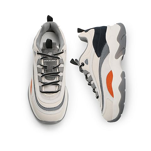 BELLE/百丽牛皮革拼接女厚底老爹鞋KH26DAM0