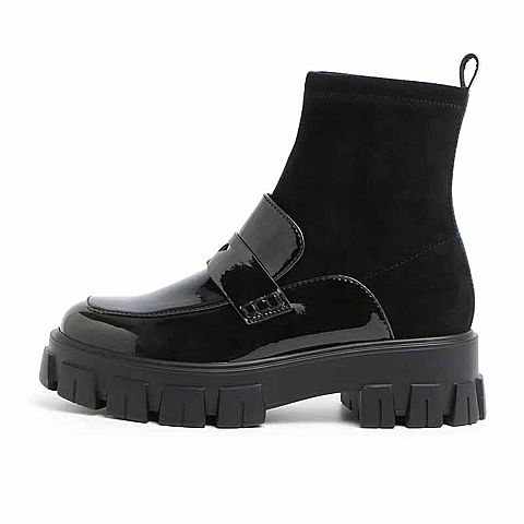 BELLE/百丽渐变超纤漆人造革女靴3HJ53AD0