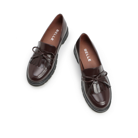 BELLE/百丽商场同款英伦风女皮乐福鞋U9H1DAM0