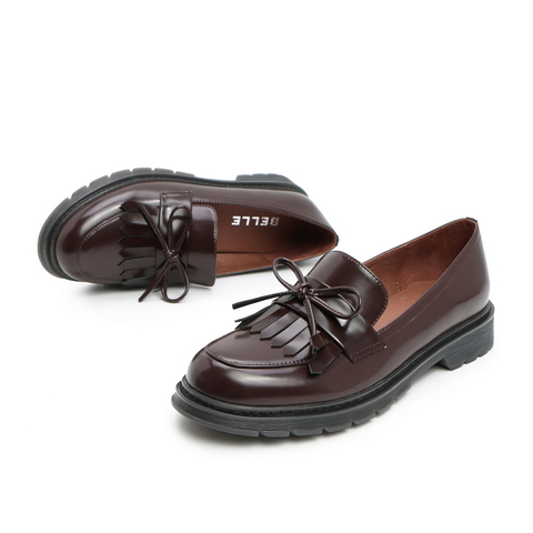 BELLE/百丽商场同款英伦风女皮乐福鞋U9H1DAM0