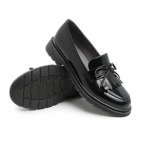 BELLE/百丽商场同款英伦风女皮乐福鞋U9H1DAM0