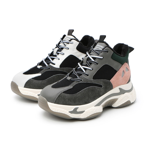 BELLE/百丽商场同款猪剖层皮革/纺织品/复合材料女旅游鞋U9B1DAM0