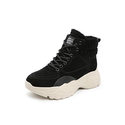 BELLE/百丽商场同款时尚舒适高帮女工装靴(绒里)U9V1DAD0