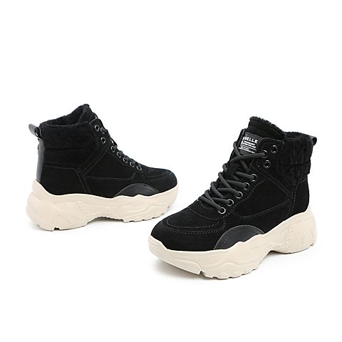 BELLE/百丽商场同款时尚舒适高帮女工装靴(绒里)U9V1DAD0