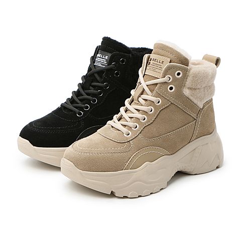 BELLE/百丽商场同款时尚舒适高帮女工装靴(绒里)U9V1DAD0