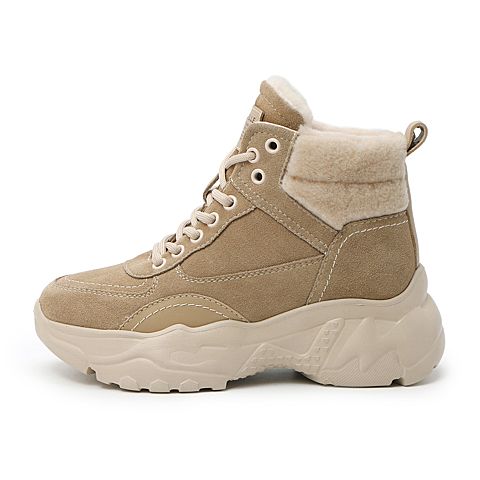 BELLE/百丽商场同款时尚舒适高帮女工装靴(绒里)U9V1DAD0