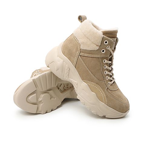 BELLE/百丽商场同款时尚舒适高帮女工装靴(绒里)U9V1DAD0