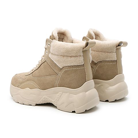 BELLE/百丽商场同款时尚舒适高帮女工装靴(绒里)U9V1DAD0