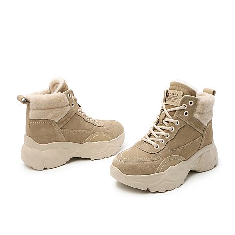 BELLE/百丽商场同款时尚舒适高帮女工装靴(绒里)U9V1DAD0