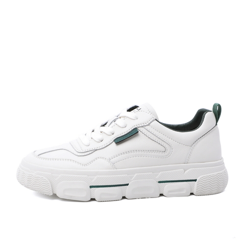 BELLE/百丽牛剖层皮革女休闲小白鞋13072AM0