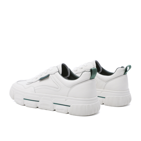 BELLE/百丽牛剖层皮革女休闲小白鞋13072AM0